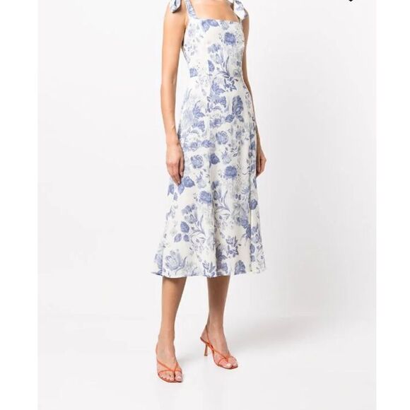 Reformation Lucerne Floral Print Twilight Midi Dress Size 6 $278 - Picture 11 of 12